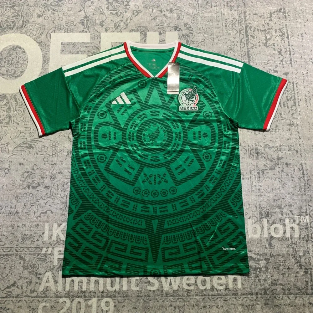 Adidas Mexico Soccer Jersey Mens XL Green New Aztec Graphic Slim Fit Shirt